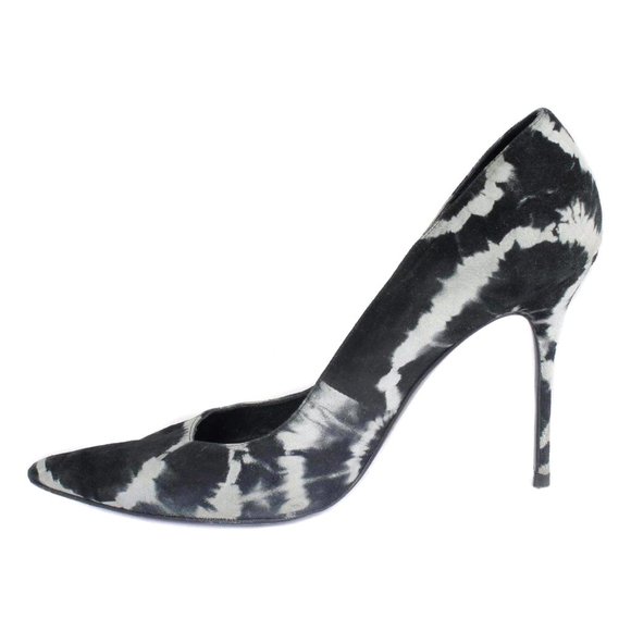 ELYSE WALKER Black & Gray Suede 'Sable' Tie Dye Pointed Toe Pumps Size 9 1/2 - Picture 3 of 6